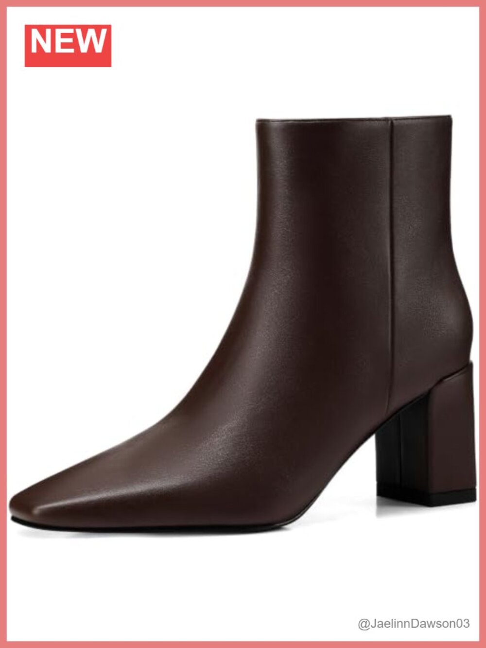 Women's Square Toe Block Heel Ankle Booties Faux Leather Side Zip Dressy
